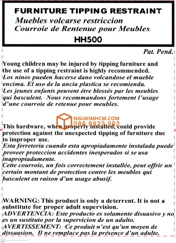 FURNITURE TIPPING RESTRAINT HH500